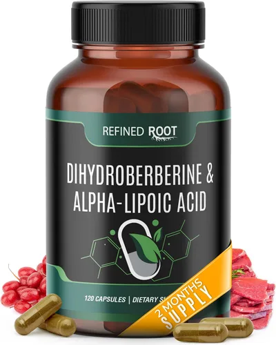 Suplemento de dihidroberberina de raíz refinada de 300 mg con ácido alfa lipoico de 600 mg - Suplemento de berberina extra fuerte con ácido alfa
