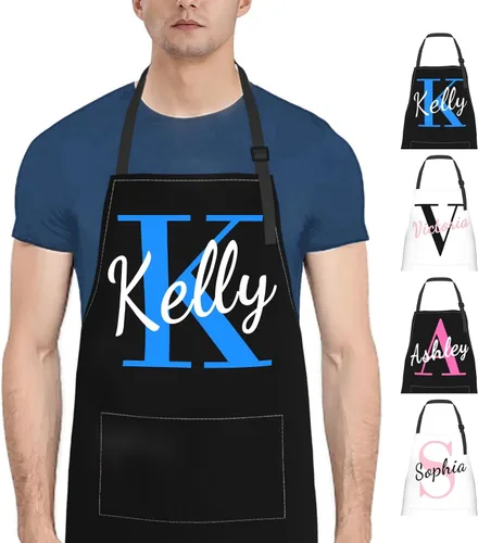 Miniatura 8 de Delantales de cocina personalizados para hombres y mujeres con bolsillos, personalizable, foto, logotipo, imagen, nombre, chef cocinero, delantal
