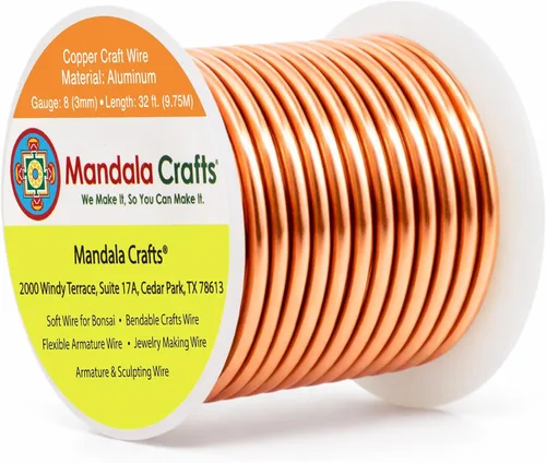Miniatura 325 de Mandala Crafts - Alambre de aluminio anodizado de 8 calibre para hacer joyas - 9.75 m de alambre flexible negro colorido - Flexible para bonsái