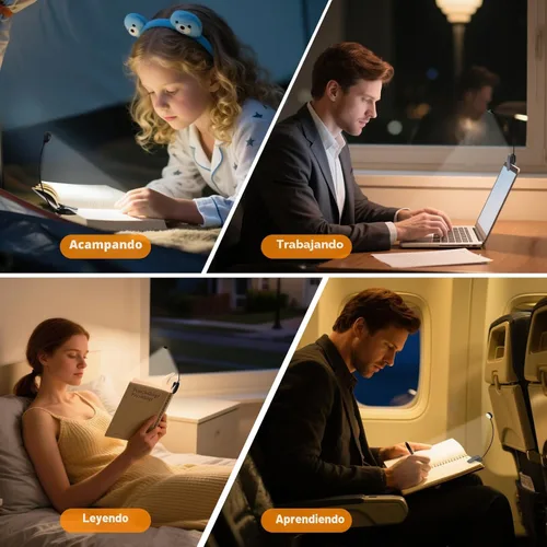 Miniatura 3 de KTEBO Paquete de 2 luces de lectura recargables de 10 LED para leer en la cama - Cuidado de los ojos con 3 temperaturas de color, 3 niveles de Negro