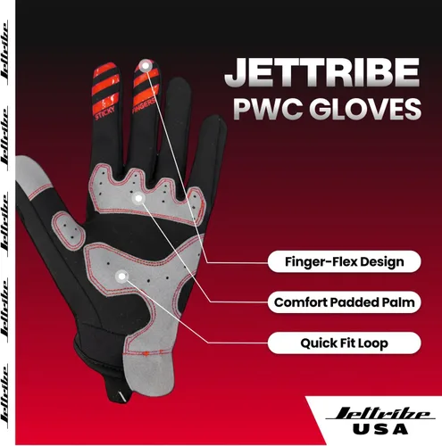 Miniatura 2 de Jettribe Jet Ski PWC Guantes Serie GP-30 Guantes transpirables de dedo completo para hombres, mujeres y jóvenes Agarre mejorado y comodidad