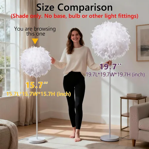 Miniatura 6 de Waneway Sombra de lámpara de 40 cm con diseño de plumas para lámpara colgante de techo, pantalla de lámpara para lámpara de mesa y de pie para sala