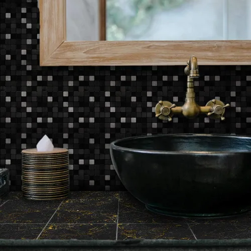 Miniatura 31 de Alwayspon 25 calcomanías autoadhesivas para azulejos de pared, a prueba de agua, para cocina, baño, 6 x 6 pulgadas Piedra beige