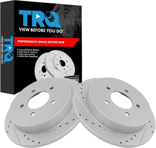 Miniatura 362 de TRQ Juego de rotores de freno de rendimiento trasero con revestimiento G premium compatible con Mazda 6 2014-2021