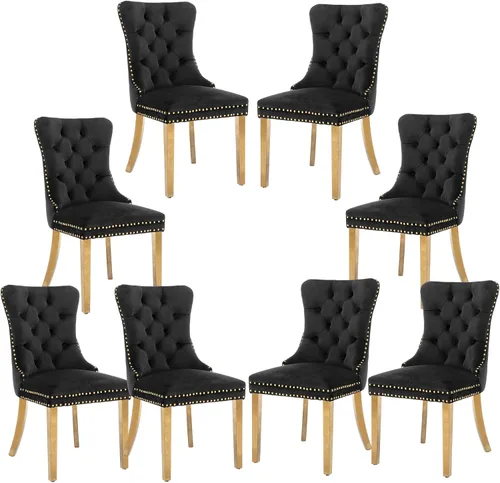 Miniatura 24 de Silla de comedor copetuda moderna de terciopelo para comedor, sillas de comedor tapizadas con remache de clavo, anillo trasero para cocina, comedor