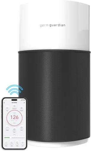 Miniatura 14 de GermGuardian AirSafe AP3250 - Purificador de aire inteligente XL para el hogar, filtro HEPA verdadero de 360°, WiFi y aplicación, monitor de calidad