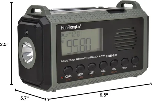 Miniatura 9 de Radio de emergencia 10000MAH Radio meteorológica solar manivela AM/FM/SW/NOAA radio de onda corta portátil con cargador de teléfono celular