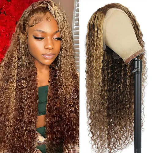 Miniatura 13 de Peluca de cabello humano con encaje frontal 99j borgoña ondulada profunda, 13x4, peluca frontal prearrancada, densidad del 180%, peluca rizada