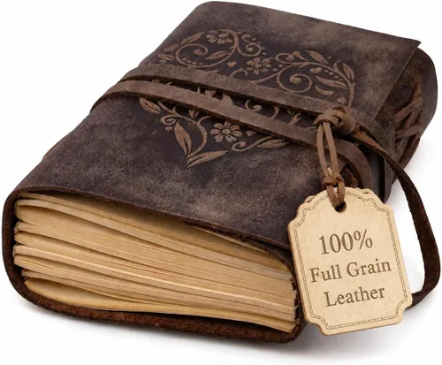Miniatura 15 de Diario de cuero con papel para cuaderno rayado - MOONSTER® Diarios encuadernados en cuero para escribir para mujeres y hombres, 18x13cm Cuadernos