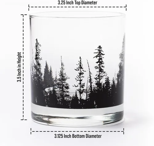 Miniatura 4 de Black Lantern Juego de 2 vasos de whisky, vasos de cóctel antiguos de 11 onzas con ilustraciones de bosque y nubes, vasos de rocas prémium