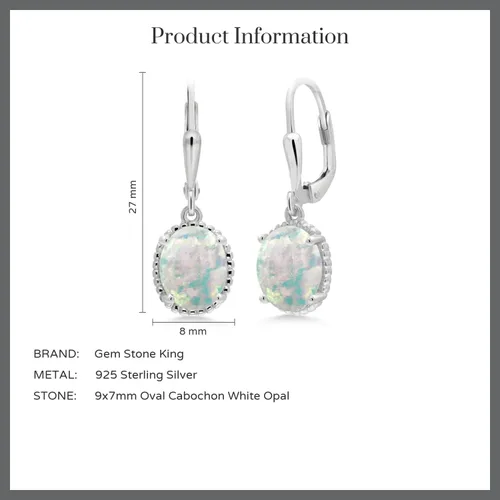 Miniatura 102 de Gem Stone King Aretes colgantes de gota para mujer, plata de ley 925, piedra natal ovalada de 0.354 x 0.276 in, joyería fina, regalos para ella