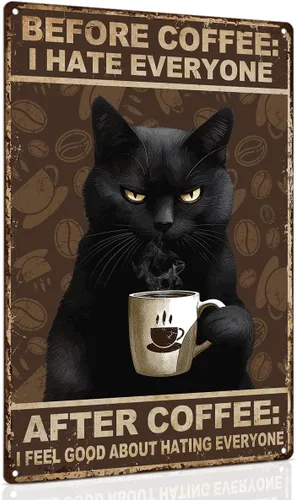 Miniatura 11 de ALKB Divertido letrero de gato negro – I Do What I Want - Letreros de metal para amantes de los gatos, regalo para decoración de pared en casa