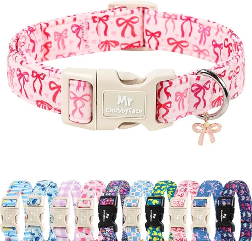Miniatura 19 de MR.CHUBBYFACE· Collar de perro de primavera y verano, lindos collares de perro de limón verde, collar ajustable de tela natural suave para perros