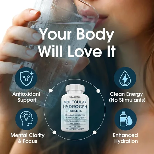 Miniatura 3 de Tabletas de agua de hidrógeno molecular (8 ppm) Magnesio, Ácido málico y L-Tartárico Suplemento de hidratación y antioxidante Apoyo energético