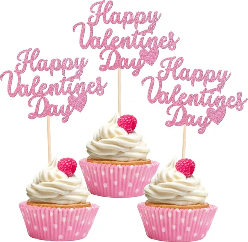 Miniatura 14 de 24 piezas de decoración para cupcakes con purpurina para el día de San Valentín Sweet Love Be Mine para San Valentín, temática de San Valentín