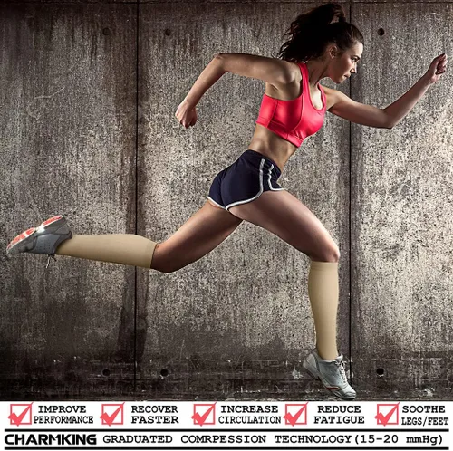 Miniatura 104 de CHARMKING - Calcetines de compresión para mujeres y hombres (3 pares), 15-20 mm Hg, el mejor apoyo para atletismo, running o ciclismo, mejora