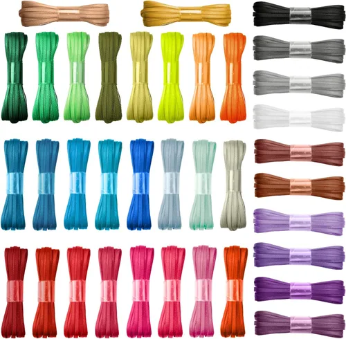 Cinta fina de satén de 1/8 de pulgada, colores surtidos, pequeñas cintas de tela para manualidades, paquete múltiple de 36 unidades, 198 yardas,