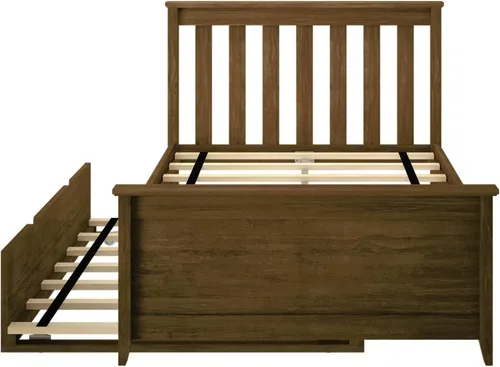Miniatura 4 de Max & Lily Cama individual, base de cama con cabecera para niños con cajón deslizable, rejilla, color nogal