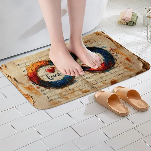 Miniatura 4 de Alfombra de baño de guitarra roja, antideslizante con música hip pop, decoración del hogar, para interiores y niñas, diseño de guitarra roja, tapete