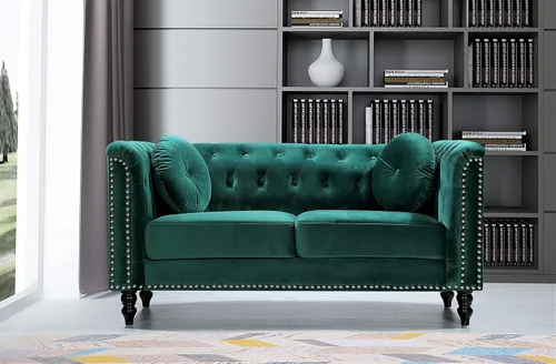 Miniatura 17 de Container Furniture Direct S5370-S Kittleson Velvet Upholstered Modern Chesterfield Sofa with Nailhead Trim, Gray