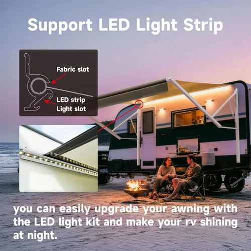 Miniatura 6 de Suncode Toldo para autocaravana para caravana y cámper, toldo eléctrico para cámper, kit completo de toldo eléctrico para cámper, marco blanco