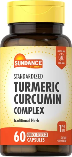 Sundance Complejo de curcumina de cúrcuma | 60 cápsulas de liberación rápida | Suplemento herbario tradicional | Fórmula sin OMG y sin gluten