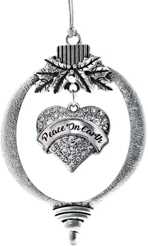 Miniatura 79 de Inspired Silver - Red Merry - Adorno de Navidad plateado - Adorno de árbol de Navidad con dije de corazón con circonita cúbica - Decoración colgante