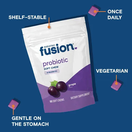 Miniatura 3 de Bariatric Fusion Masticables blandos probióticos Vitamina bariátrica masticable con sabor a uva 10 mil millones de UFC Bacillus coagulans