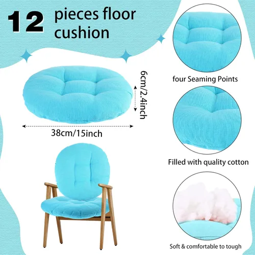 Miniatura 2 de Gerrii 12 cojines de suelo para aula con asas, cojines flexibles para asiento de suelo, almohadas para sillas escolares en casa, escuela, aula