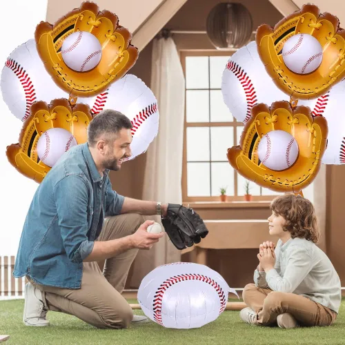 Miniatura 4 de YUJUN 13 globos de béisbol, guantes de béisbol gigantes, globos deportivos de Mylar para fiestas de cumpleaños, béisbol, deportes, suministros