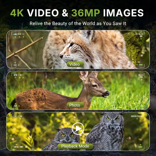 Miniatura 4 de Gafas de visión nocturna, prismáticos de visión nocturna 4K para adultos, 36 MP, rango de 1300 pies, zoom digital 8X, linterna y brújula, batería