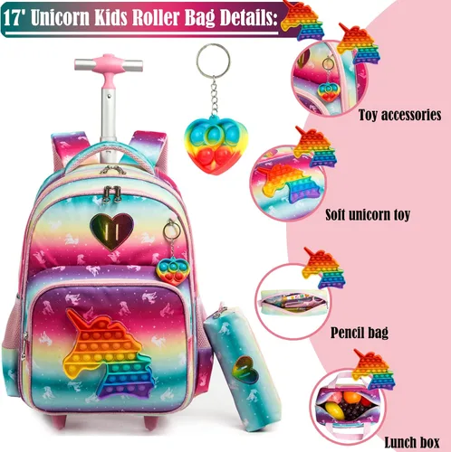 Miniatura 4 de Egchescebo Mochila con ruedas para niñas con ruedas para niños y niñas, mochila con ruedas