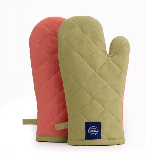 Miniatura 8 de Encasa XO Guantes de algodón resistentes al calor (juego de 2 piezas) – Acolchado y seguro 12 x 6.6 pulgadas – para cocina, cocinar y hornear, asar
