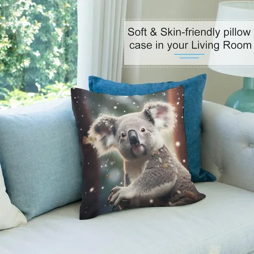 Miniatura 8 de Fundas de almohada cuadradas de 12 x 12 pulgadas, Koala, Navidad, nieve, invierno, animales, sofá, fundas de cojín Koala australianas
