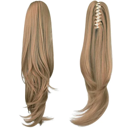 Miniatura 34 de Extensión de cola de caballo, extensiones de cabello con clip de garra de 24 pulgadas, extensiones de cabello largo y lacio, extensión de cabello