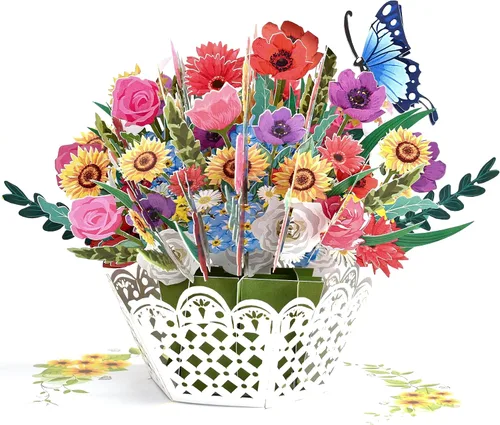 Miniatura 8 de Teabug Cards Cesta de coloridas mariposas emergentes, tarjeta de cumpleaños, tarjeta del día de la madre, tarjeta de recuperación, tarjeta