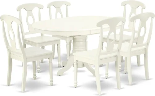 Miniatura 15 de East West Furniture AVKE5-LWH-W - Juego de muebles de comedor de 5 piezas, incluye una mesa de cocina ovalada con hojas de mariposa y 4 sillas