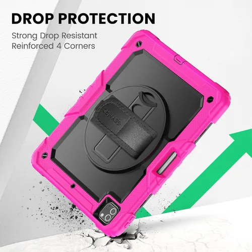 Miniatura 8 de SEYMAC Funda para iPad Pro 12.9 2022/2021/2020/2018, resistente protección a prueba de golpes con protector de pantalla, soporte giratorio de 360°
