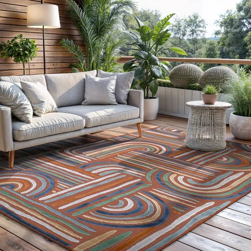 Miniatura 31 de CAMILSON Alfombra para Interiores y Exteriores, Alfombras de Área Azules 5x7 con Hojas Tropicales Botánicas para Patios Interiores y Exteriores