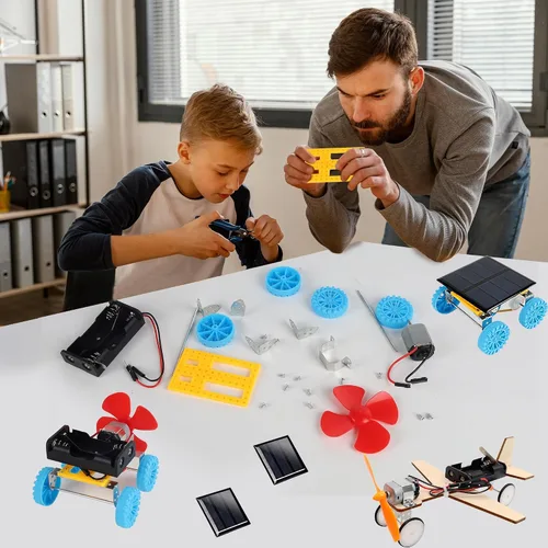 Miniatura 4 de 4 en 1 Kits STEM de Energía Solar y Motor Eléctrico, Proyectos de Experimentos Científicos para Niños Principiantes, Kit de Juguete Solar Impulsado