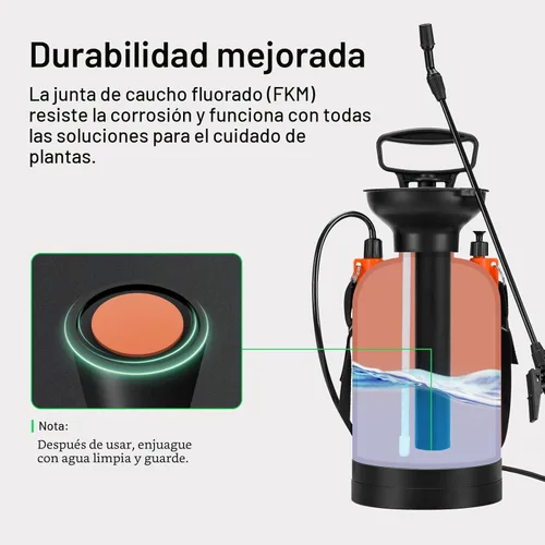 Miniatura 5 de VIVOSUN Pulverizador a presión de bomba de 1.35 galones, botella de agua a presión para césped y jardín con correa ajustable para el hombro
