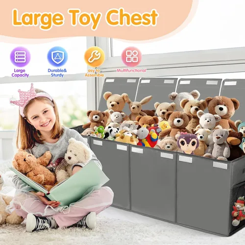 Miniatura 2 de AOBOPLE Cofre de juguetes extragrande, caja de juguetes de 50 x 15 x 12 pulgadas para niños y niñas, organizador de almacenamiento de juguetes