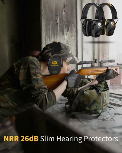 Miniatura 4 de HO1006 Shooting Ear Protection NRR 26dB Traje para Tiradores Caza Rango Racing Concierto Deportes Eventos Aeropuertos - Negro y Amarillo