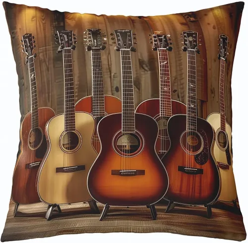 Miniatura 35 de Castle Fairy Cowboy Boots Throw Pillow Cover 16"x16" Bohemia Musical Guitar Pillowcase Western Rustic Cowgirl Reversible Print Cushion Cover Music