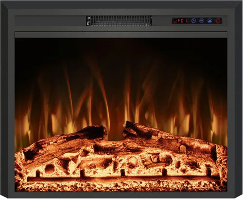 Miniatura 13 de Inserto de chimenea eléctrica de 26 pulgadas de ancho, 6 niveles de brillo, 5 velocidades de llama, 62-82 ℉, temporizador y control remoto, chimenea
