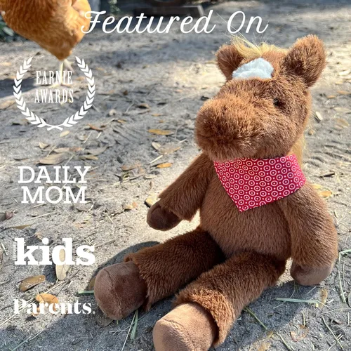 Miniatura 5 de MON AMI Juguete de peluche Cinnamon The Horse – Caballo de peluche suave de 15 pulgadas, peluche de poni de granja con bandana, animal sentado