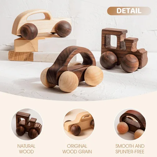 Miniatura 2 de 3 juguetes de madera para bebés, juguetes Montessori para bebés de 0 a 6 a 12 meses, juguetes de agarre para bebés, juguetes de empuje para regalo