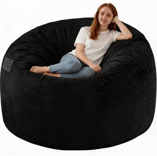 Miniatura 73 de Silla de Puf de 3 Pies, Sillas de Puf Cómodas con Relleno de Espuma Viscoelástica, Sofá de Puf Esponjoso con Funda de Terciopelo Holandés, Sillas