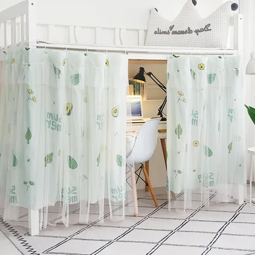Miniatura 2 de Cortinas de gasa bonitas genéricas para litera con dosel de cama con encaje, 2 paneles, aguacate