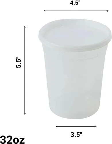 Miniatura 2 de Recipientes resistentes con tapas de 32 onzas – Vasos desechables para almacenamiento de alimentos a prueba de fugas – Recipientes de almacenamiento